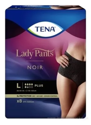 NOHAVIČKY INKONTINENČNÉ TENA LADY PANTS PLUS L NOIR 82,6X81 CM, NASIAKAVOS 1010 ML, BOKY 95-130 CM, Á 8 KS