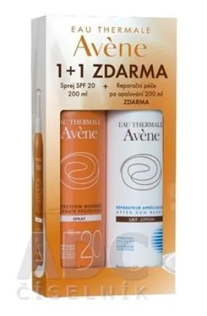 Avene Sprej SPF 20 200ml + Reparačná starostlivosť po opaľovaní 200ml