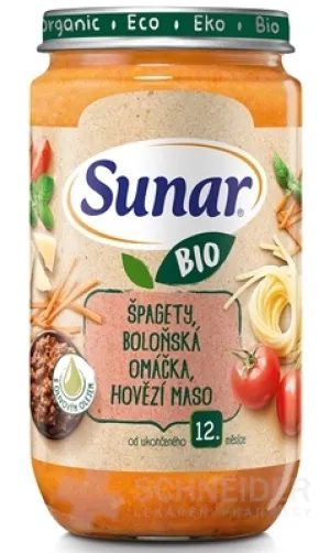 Sunar BIO príkrm ŠPAGETY, OMÁČKA, HOVÄDZIE MÄSO
