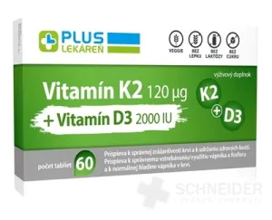 PLUS LEKÁREŇ Vitamín K2 120 μg +Vitamín D3 2000 IU