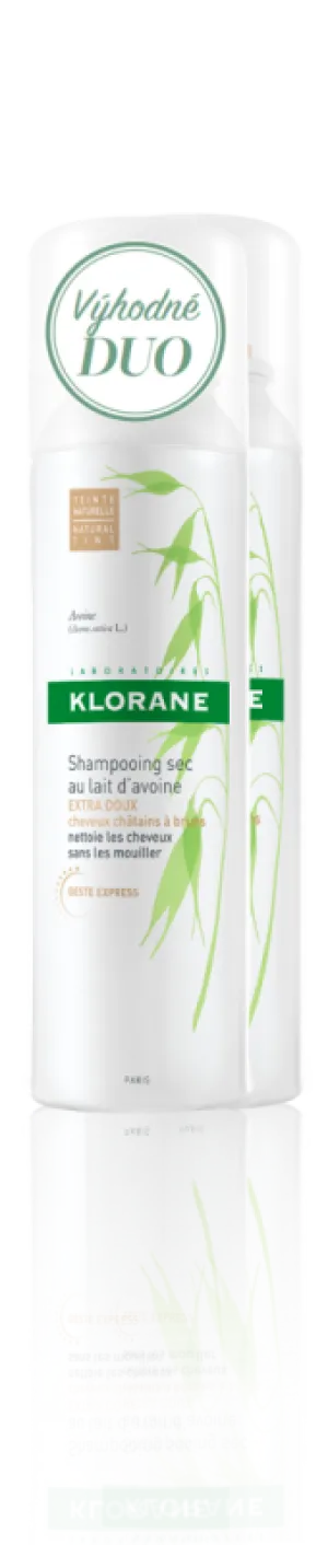Klorane Suchý šampón s ovseným mliekom pre gaštanové až hnedé vlasy 2x150ml