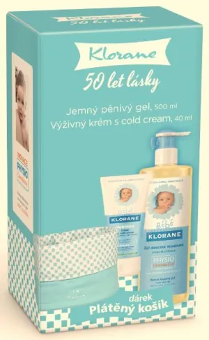 Klorane Bebe Jemný penivý gél 500ml+ Výživný krém s Cold cream 40ml + košík