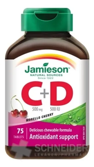 JAMIESON VITAMÍNY C a D čerešňa 500 mg/ 500 IU