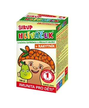 HLIVIAČIK SIRUP S HLIVOU USTRICOVITOU + RAKYTNÍK (s príchuťou hrušky 1x100 ml)