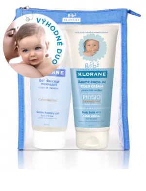 Klorane Bebe Balzam s cold cream 200ml + jemný penivý gél 200ml + taštička