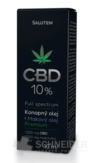 CBD 10 % Konopný olej+Makový olej Premium SALUTEM