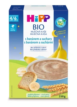 HiPP BIO Mliečna KAŠA Dobrú noc s banán.a suchármi