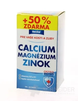 Revital VÁPNIK - HORČÍK - ZINOK +VITAMÍNY D3 a K1