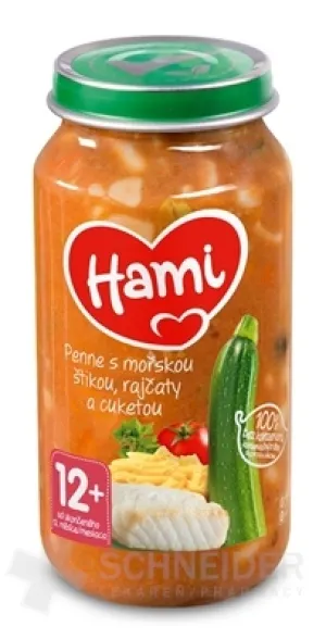 Hami príkrm Penne s merlúzou,paradajkami a cuketou