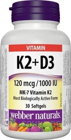 Webber Naturals Vitamín K2+D3 120 mcg/1000 IU