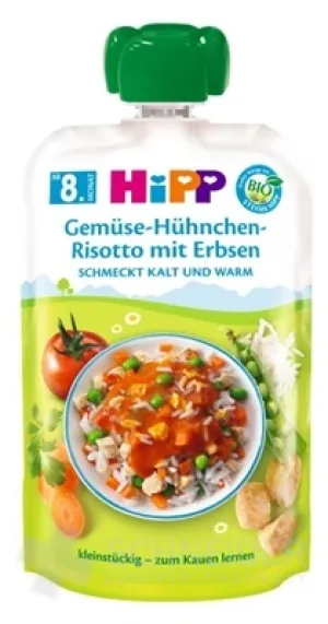 HiPP BIO Zeleninové rizoto, kuracie mäso s hráškom