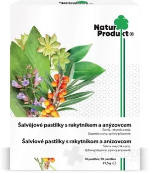 NaturProdukt Šalviové pastilky s rakytníkom