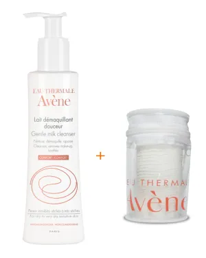 Avene Jemné odličovacie mlieko pre suchú a veľmi suchú pleť 200ml + odličovacie tampóny