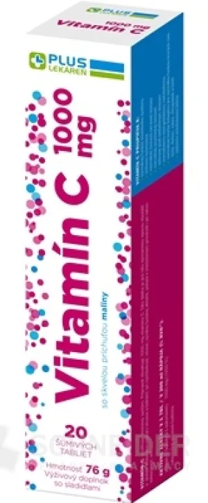PLUS LEKÁREŇ Vitamín C 1000 mg príchuť malina