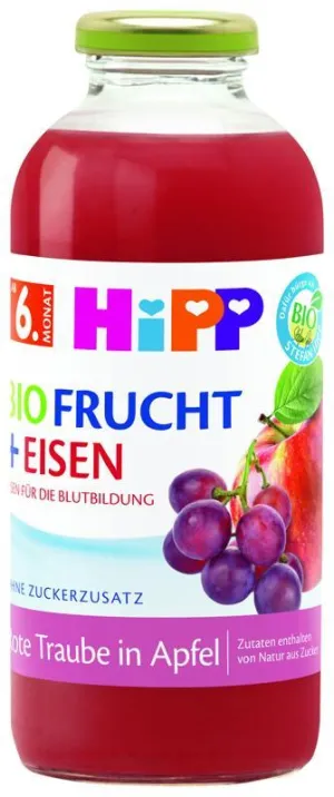 HiPP BIO Jablko a červené hrozno + železo