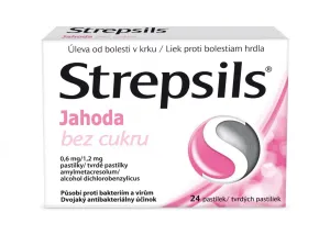 STREPSILS Jahoda bez cukru 24 pastiliek