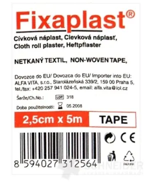 FIXAplast Cievková náplasť 2,5cm x 5m
