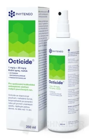Octicide 1 mg/g + 20 mg/g dermálny roztokový sprej