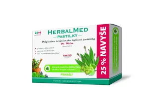 HerbalMed pastilky – skor., mat.dúš.,lipa,extrakt z 20 bylín a vit.C 24+6 past.