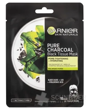 GARNIER Skin Black Mask PURE CHARCOAL Čierne Riasy