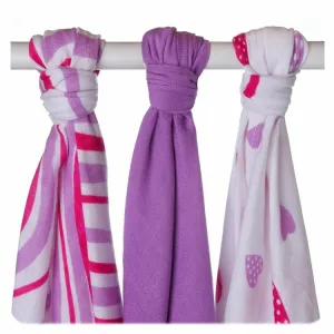 XKKO BMB Bambusová plienka Hearts&amp;Waves 70x70 - Lilac MIX (3ks)