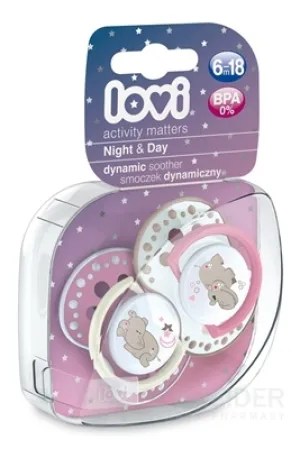 LOVI Dynamický utišujúci cumlík Night&Day