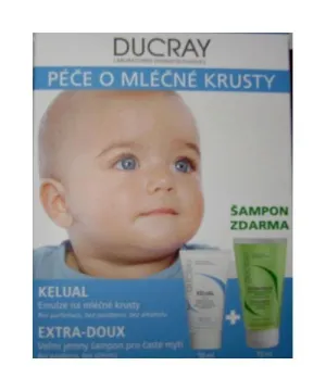 Ducray Kelual emulzia na mliečne chrasty + Extra-doux šampón zadarmo