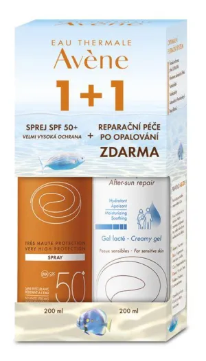 Avene Sprej SPF 50+ 200ml + Reparačná starostlivosť po opaľovaní 200ml