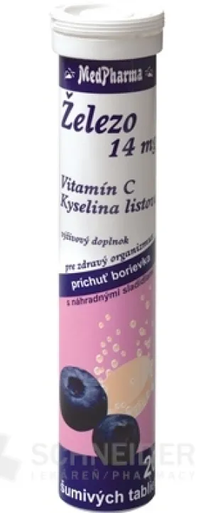 MedPharma ŽELEZO 14MG + Vit. C + Kys. listová