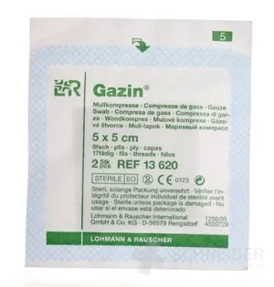 GAZIN KOMPRESY GÁZOVE STERILNÉ 5x5 cm