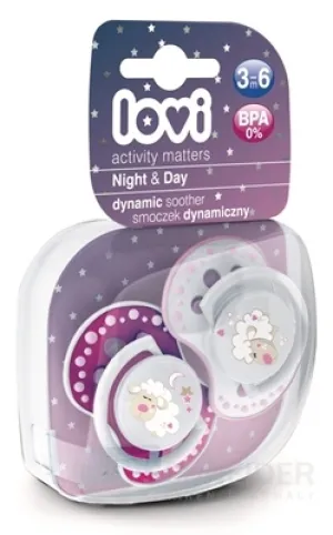 LOVI Dynamický utišujúci cumlík Night&Day