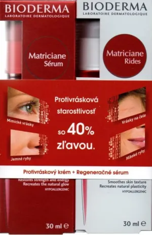 Bioderma Matriciane Rides krém s vysokohydratačným účinkom proti vráskam + Matriciane regeneračné a omladzujúce sérum 