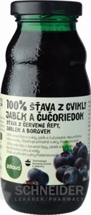 zdravo 100% ŠŤAVA Z CVIKLY, JABĹK A ČUČORIEDOK