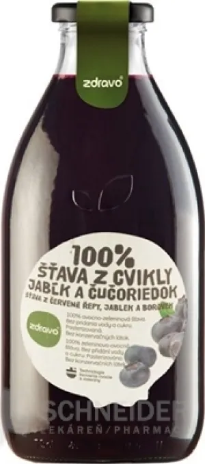 zdravo 100% ŠŤAVA Z CVIKLY, JABĹK A ČUČORIEDOK