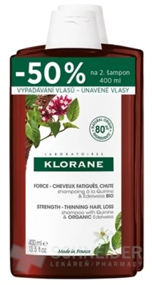 KLORANE SHAMPOOING À LA QUININE & EDELWEISS (DUO)