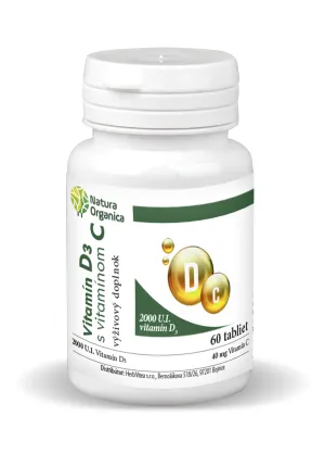 Natura organica Vitamín D3 2000 UI s vitamínom C 60 tbl