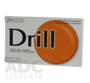 DRILL RUŽOVÝ MED tvrdé pastilky pas ord 1x24 ks