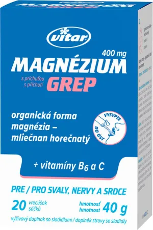 Vitar Magnézium Grep 400 mg + vit. C a B6