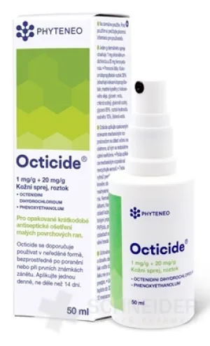 Octicide 1 mg/g + 20 mg/g dermálny roztokový sprej
