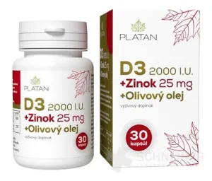 PLATAN D3 2000 I.U.+ Zinok 25mg + Olivový olej
