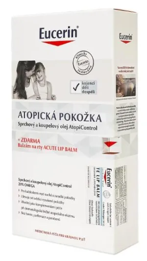 Eucerin Atopicontrol sprchový olej 400ml + Acute Lip balzam na pery 10ml