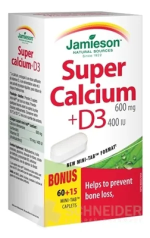 JAMIESON SUPER VÁPNIK S VITAMÍNOM D3 600 mg/400IU