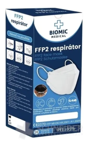 BIOMIC Respirátor FFP2, 3-panelový