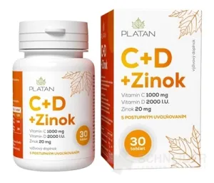 PLATAN Vitamín C + D + Zinok