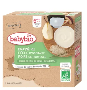 BabyBio Brassé Ryža s broskyňou a hruškou