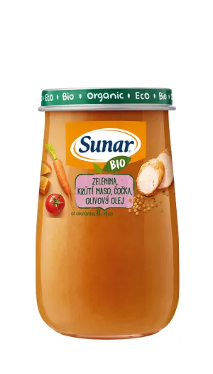 Sunar BIO príkrm Zelenina, morčacie mäso, šošovica, olivový olej