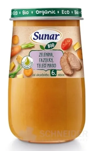 Sunar BIO príkrm ZELENINA, FAZUĽKY, TEĽACIE MÄSO