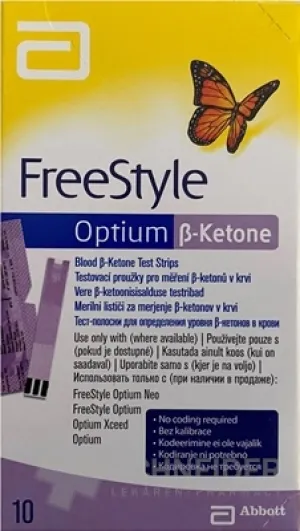 PRÚKY TESTOVACIE FREESTYLE OPTIUM BETA-KETONE Á 10KS, ZISTENIE HLADINY KETÓNOV V KRVI