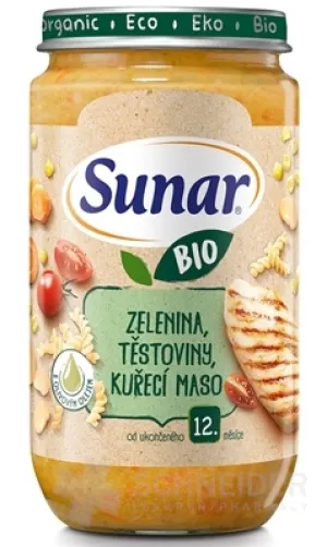Sunar BIO príkrm ZELENINA, CESTOVINY, KURACIE MÄSO
