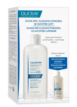 Ducray Squanorm šampón na suché lupiny 200ml + Elution šampón 30ml